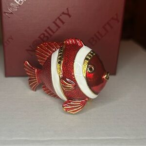 Clown Fish - Enamel & Crystal Trinket Keeper Box Tchotchke Box Figure